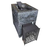 Главная — Чугунная печь для бани Верона Verona 18 ГАЗ Закрытая каменка Aisi-304 облицовка Пироксенит — фото