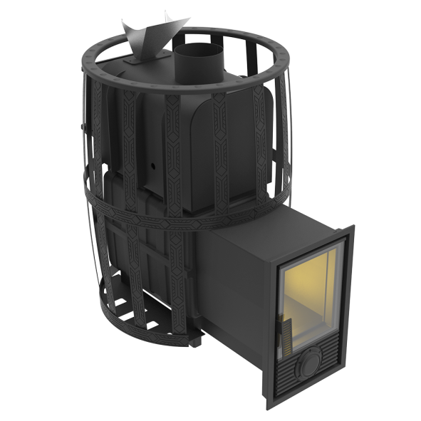 Печь-Камин для бани Воевода 20 Д-2 сетчатый кожух Закрытая каменка — фото-4_1