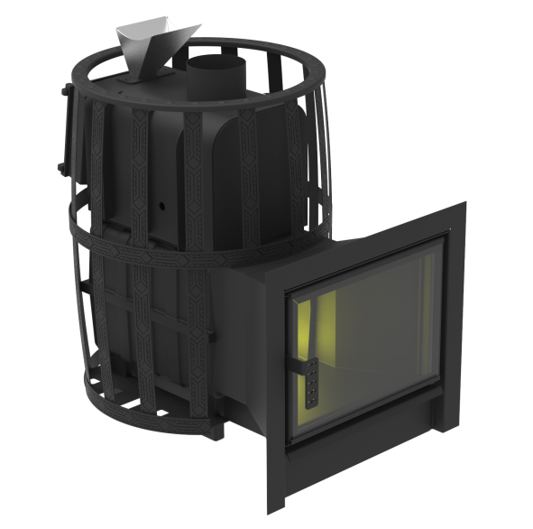 Печь-Камин для бани Воевода Флагман 20 сетчатый кожух Закрытая каменка — фото-4_1