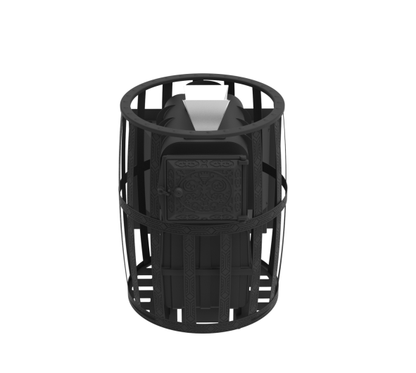 Печь-Камин для бани Воевода Флагман 20 сетчатый кожух Закрытая каменка — фото-4_5