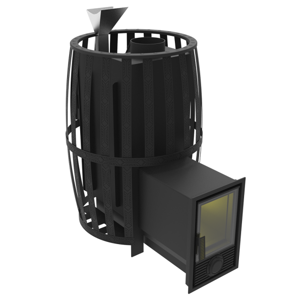Печь-камин "Витязь" 18 Д-2 (Закрытая каменка нерж, Сетчатый кожух) — фото-4_1