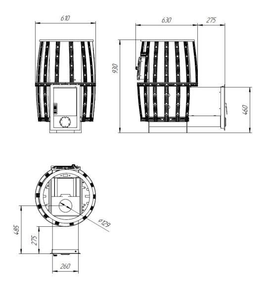 Печь-камин "Витязь" 18 Д-2 (Закрытая каменка нерж, Сетчатый кожух) — фото-4_7