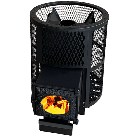 Печь для бани "Корвет" 24 сетчатый кожух ДТ3-стекло — фото-4_1