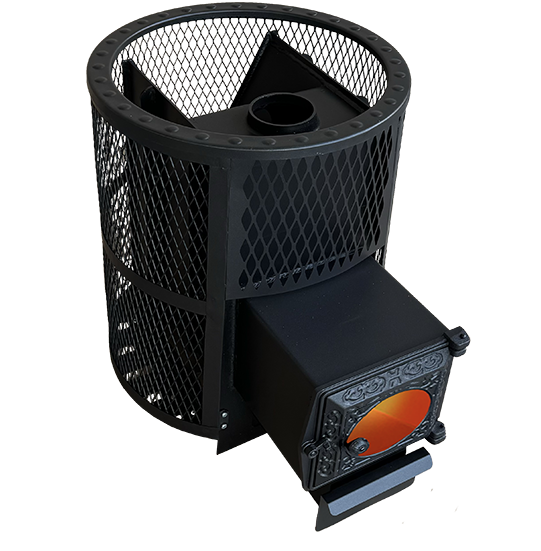 Печь для бани "Корвет" 24 сетчатый кожух ДТ3-стекло — фото-4_2