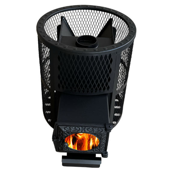 Печь для бани "Корвет" 15 ДТ3-стекло сетчатый кожух — фото-4_4