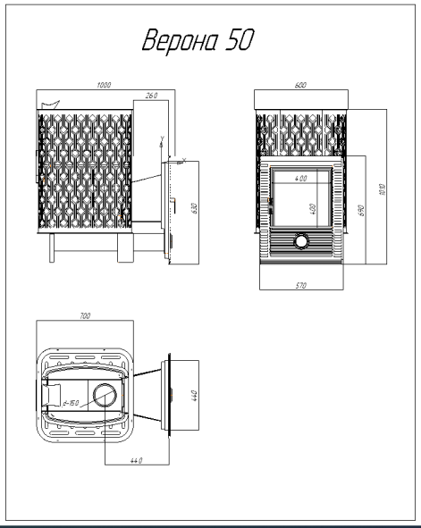Чугунная печь для бани Verona 50 Закрытая каменка из нержавеющей стали — фото-4_7