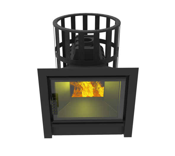 Печь-Камин для бани Воевода-ФЛАГМАН 15 сетчатый кожух — фото-4_2