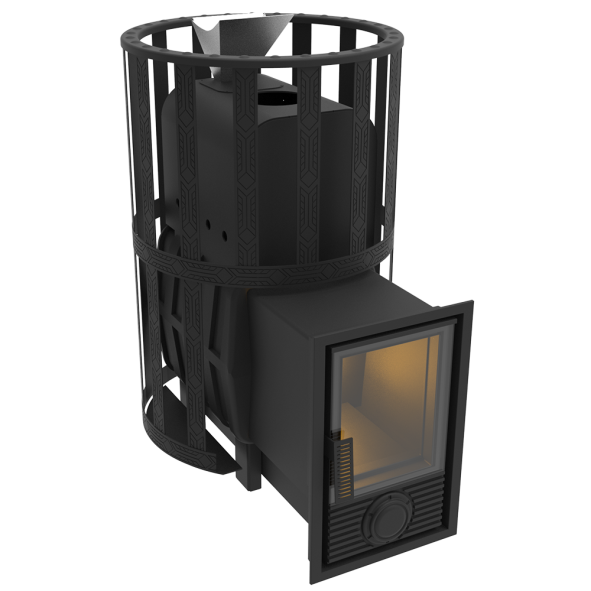 Печь-Камин для бани Воевода 15 Д-2 сетчатый кожух Закрытая каменка — фото-4_1