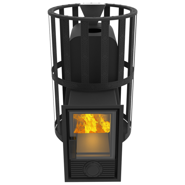 Печь-Камин для бани Воевода 15 Д-2 сетчатый кожух Закрытая каменка — фото-4_5