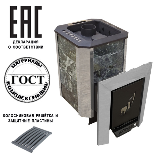 Печь для бани Пегас 22 чугун в камне змеевик — фото-4_1