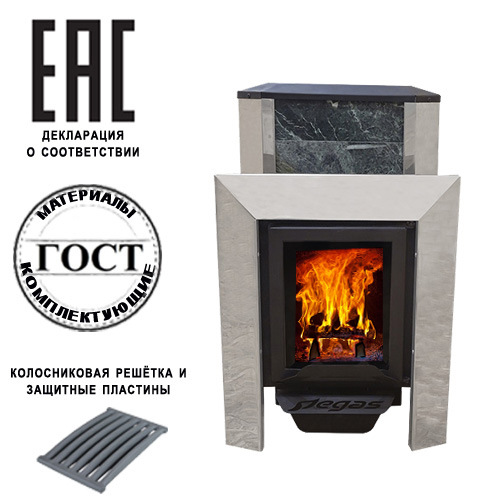 Пегас 22 чугун со стеклом в камне змеевик — фото-4_2