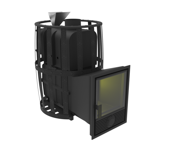 Печь-Камин для бани Воевода 20 Д-1 сетчатый кожух Закрытая каменка — фото-4_1