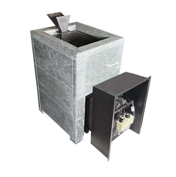 Чугунная печь для бани Verona 26 ГАЗ Закрытая каменка Aisi-304 облицовка Тальк — фото-587_1