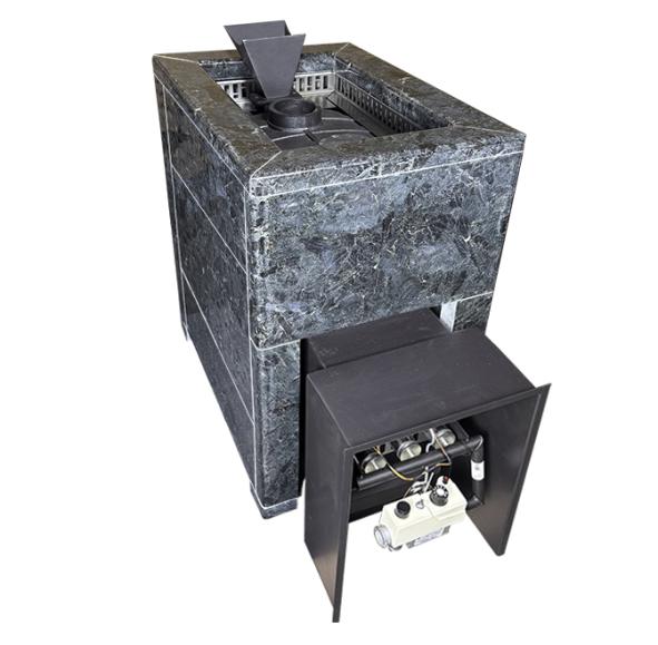 Чугунная печь Verona 18 ГАЗ Закрытая каменка Aisi-304 облицовка Пироксенит — фото-587_1