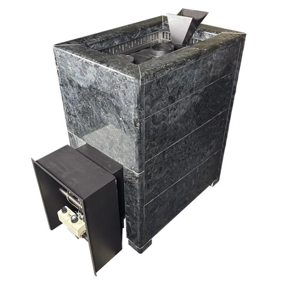 Чугунная печь для бани Verona 26 ГАЗ Закрытая каменка Aisi-304 облицовка Пироксенит — фото-587_3