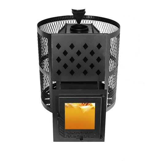 Печь Тундра-14 со стеклом сетчатый кожух Закрытая каменка — фото-582_7