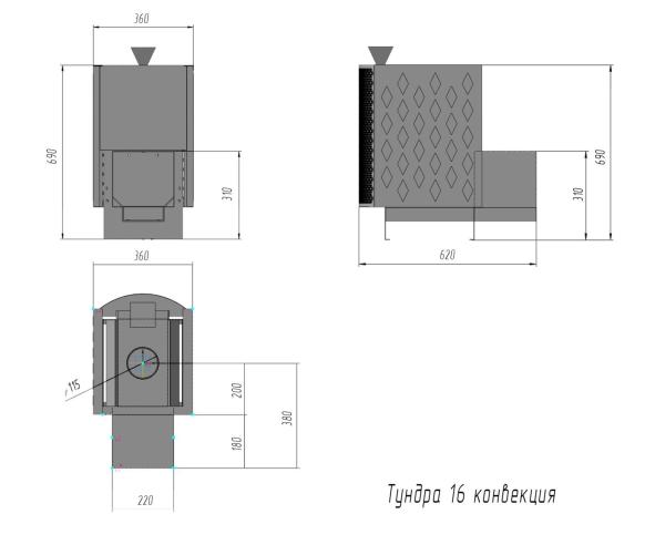 Печь Тундра-16 со стеклом конвекция Закрытая каменка — фото-582_9